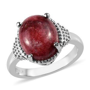 4.15ct Norwegian Thulite Ring Platinum Overlay sz8